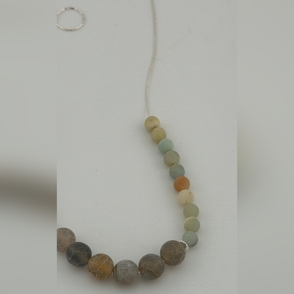 24" Natural Stone Beaded Necklace on 925 Sterling Silver Chain Handmade in Miami - Picture 7 of 9